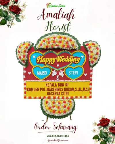 Karangan Papan Bunga Pernikahan di Cibelok
